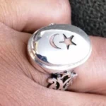 انگشتر حرز امام جواد (ع) طرح ستاره و ماه رکاب صفوی