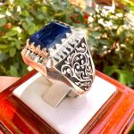 انگشتر یاقوت کبود اصل کار استاد پرچمی (پدر)