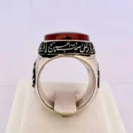 انگشتر عقیق قرمز اصل سلام امام حسین کار استاد پرچمی (پدر)