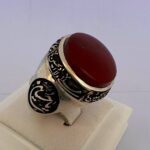 انگشتر عقیق قرمز اصل سلام امام حسین کار استاد پرچمی (پدر)