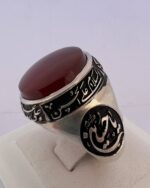 انگشتر عقیق قرمز اصل سلام امام حسین کار استاد پرچمی (پدر)