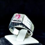 انگشتر حرز امام جواد (ع) با نگین یاقوت قرمز ساخت استاد پرچمی